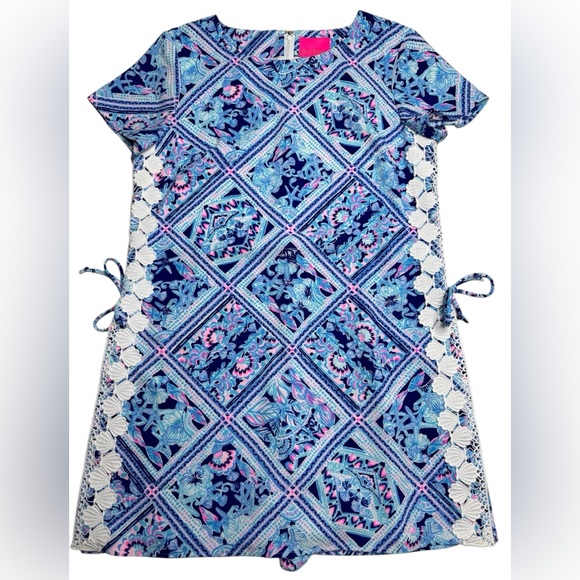 Lilly Pulitzer Blanca Romper Zanzibar Blue Short Sleeve - Picture 3 of 10